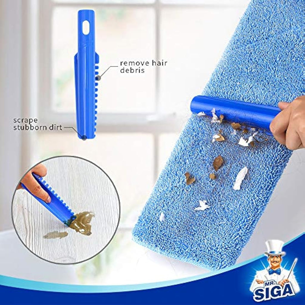 MR.SIGA Professional Microfiber Mop - Stainless Steel Handle with 3 Pads