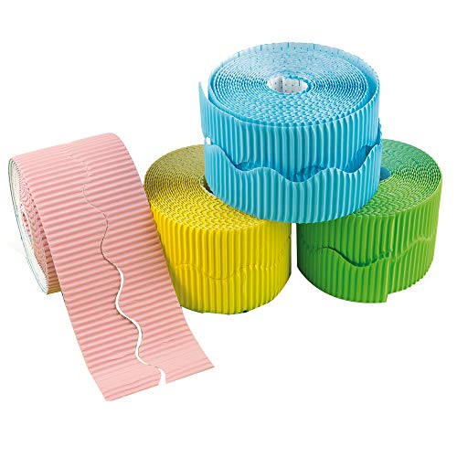 Baker Ross Pastel Corrugated Borders – Kids Craft Paper Rolls (6 Pack)