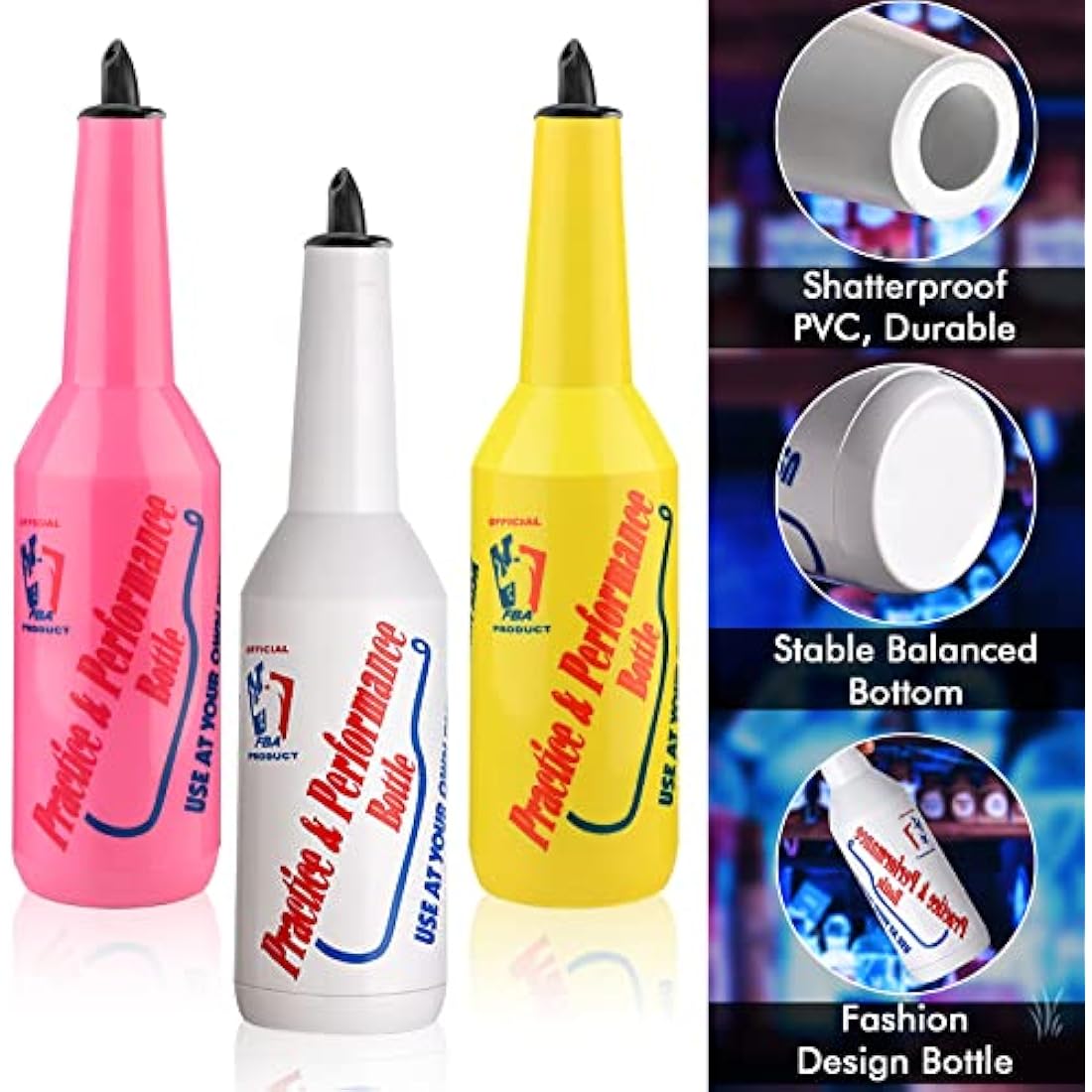 SuproBarware Flair Bottle Set - 3 Pack Shatterproof 750ml Practice Props