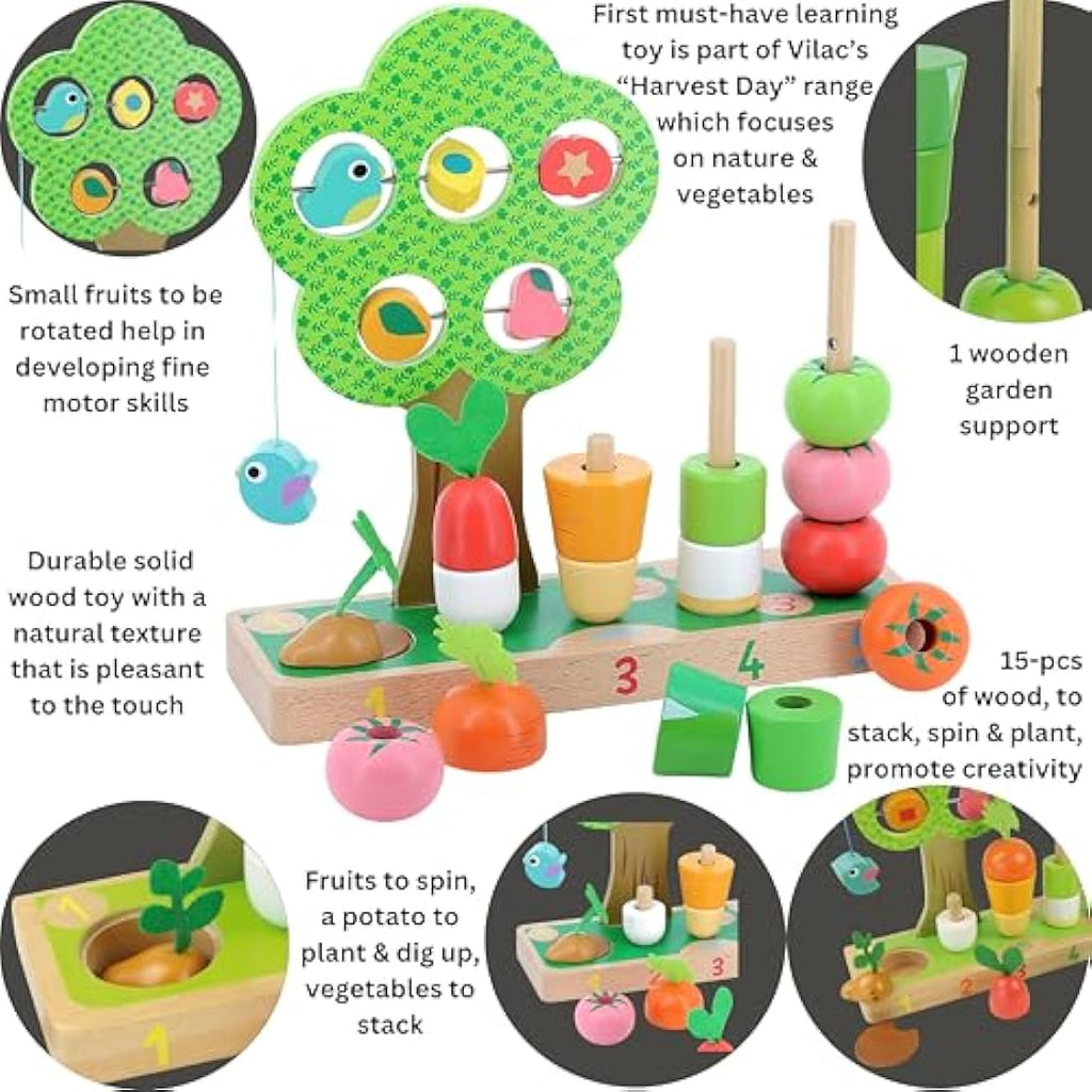 Vilac Wooden Vegetable Counting Game – Montessori Educational Toy
