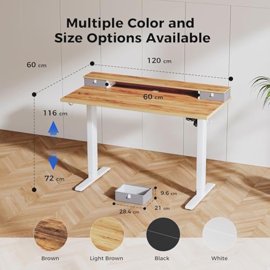 Agilestic Electric Standing Desk - 120x60cm Sit-Stand with 2 Drawers