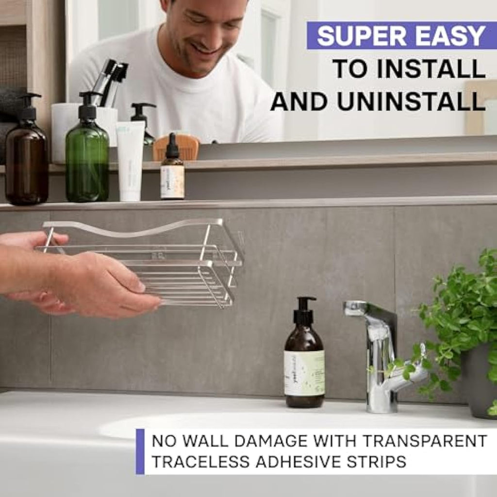 KINCMAX Shower Caddy 2-Pack – Matte Black Stainless Steel Wall Shelves