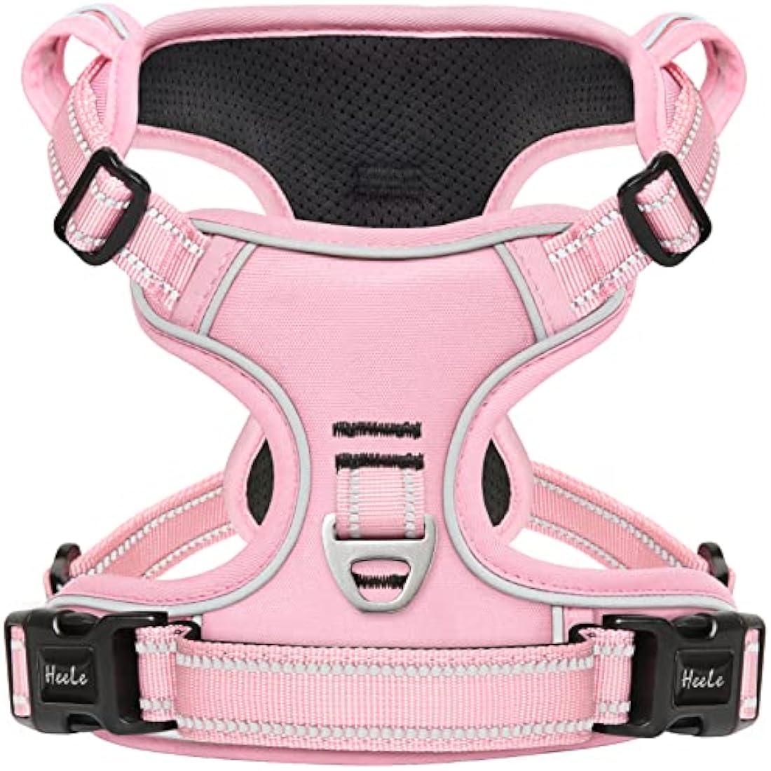 HEELE No-Pull Reflective Dog Harness | Padded Nylon with Handle - Pink