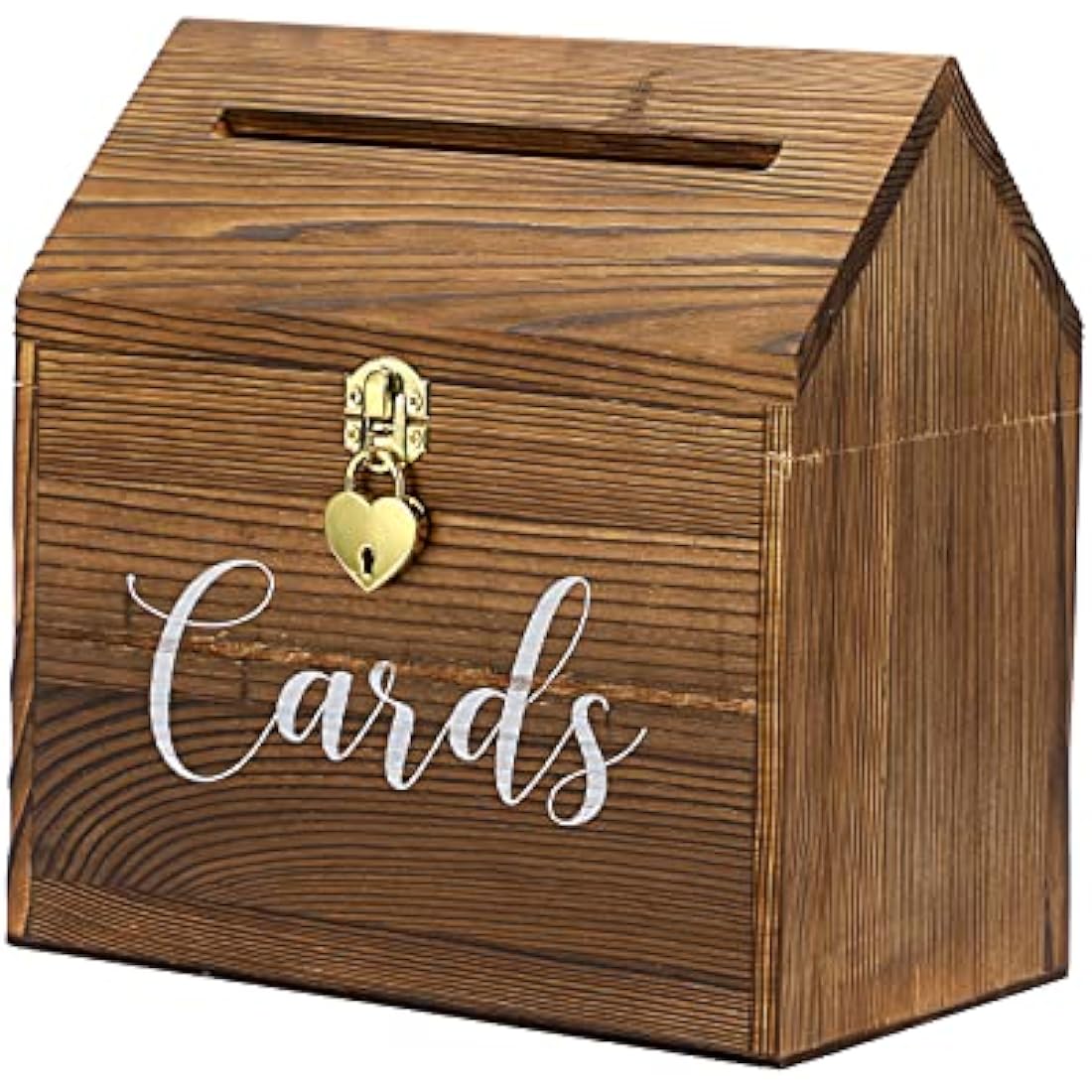 SUMNACON Wood Wedding Card Box with Heart Lock – Vintage Reception Holder