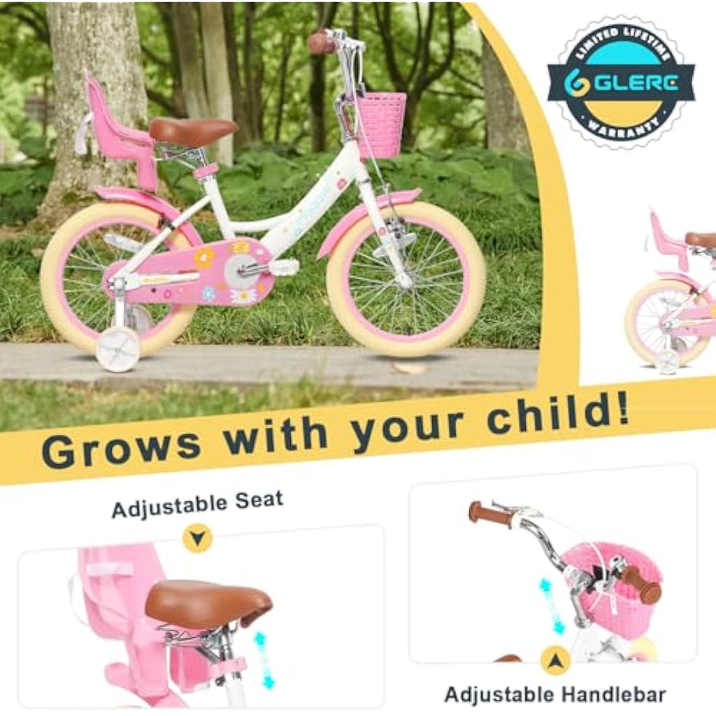 Glerc Maggie 12 Inch Girls Bicycle with Doll Seat and Basket