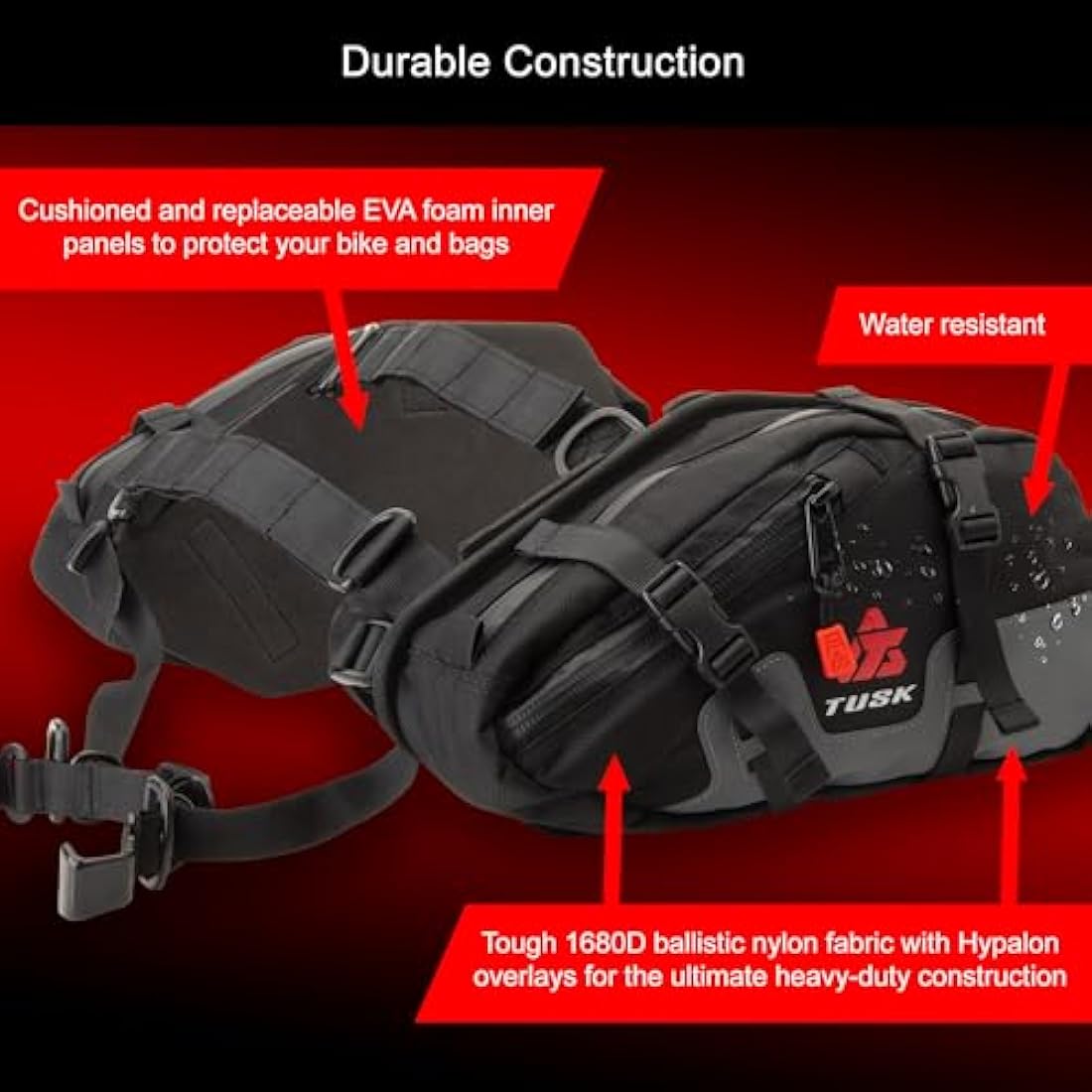 Tusk Traverse Rackless Pannier Bags - Durable Soft Motorcycle Luggage