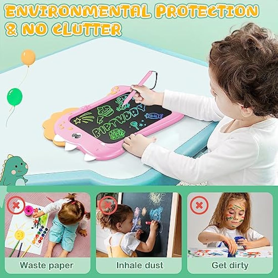 Kizmyee 8.5" LCD Writing Tablet – Dinosaur Doodle Board for Kids