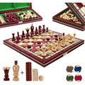 Jolof Store Handmade Wooden Chess and Checkers Set – 35cm Red Travel Board