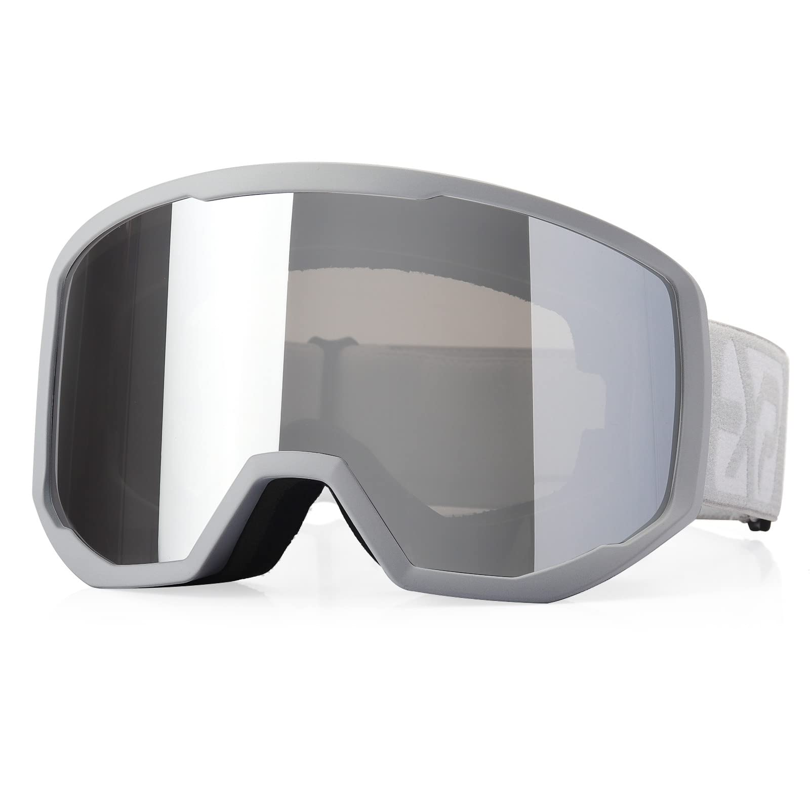 EXP VISION Ski Goggles | OTG Anti-Fog Snowboard Goggles - Grey/Silver