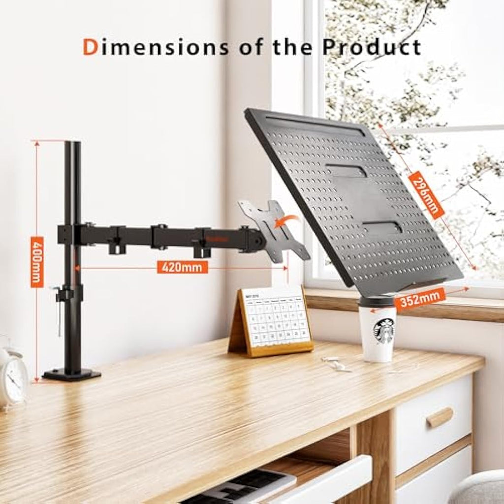 Redbat Laptop Arm & Monitor Mount | Height Adjustable Desk Stand up to 17"