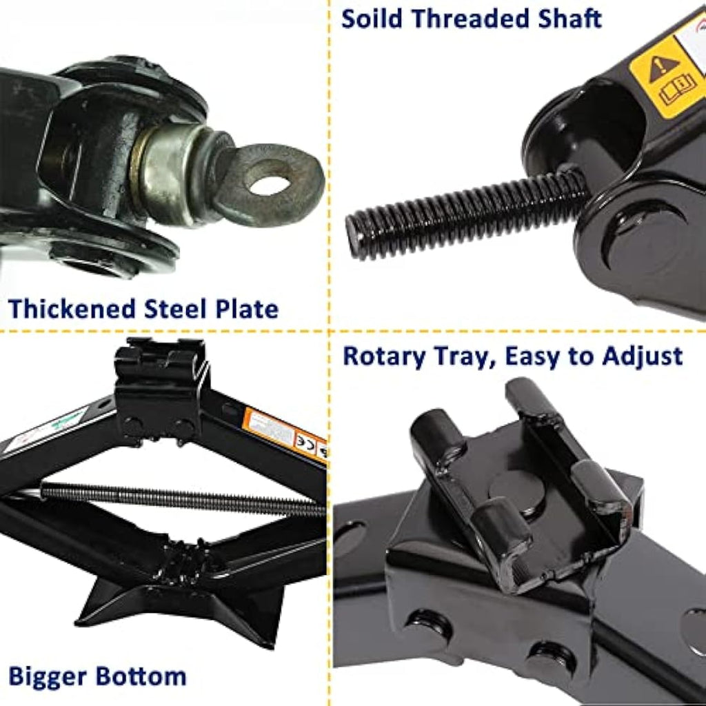 Jolof Store 2 Ton Steel Scissor Jack with Crank Handle for Cars