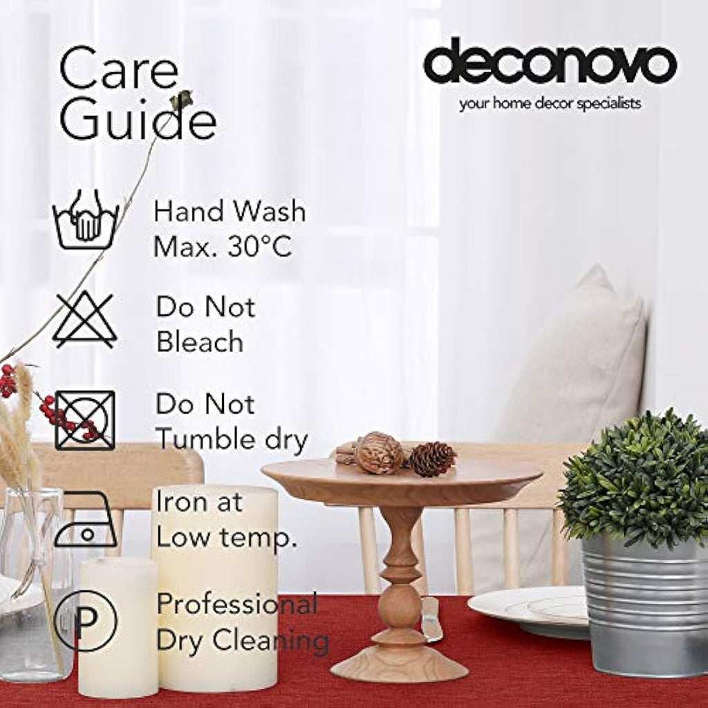 Deconovo Faux Linen Rectangle Tablecloth – Water Resistant, Red, 52x90in