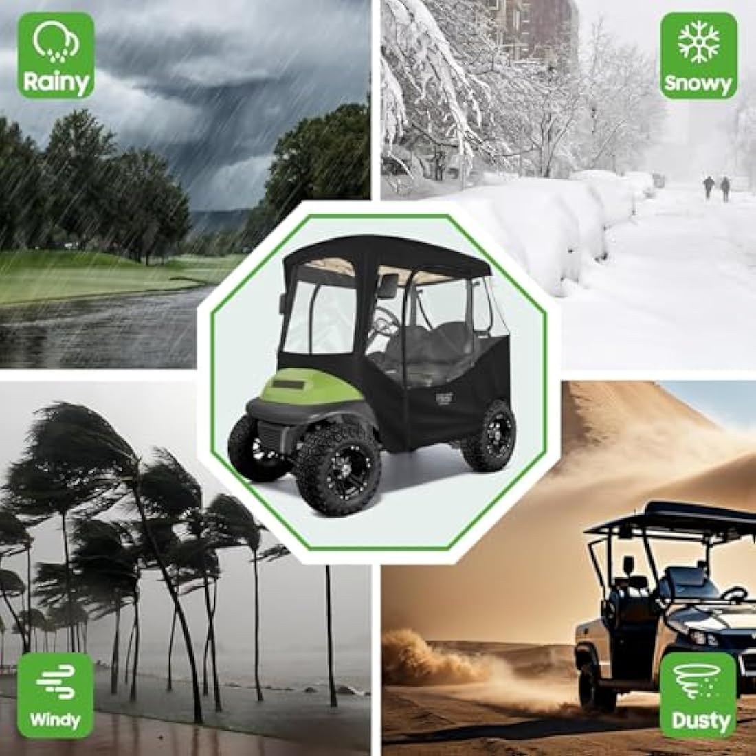 2-Seater Club Car Enclosure - 600D Waterproof Golf Cart Cover