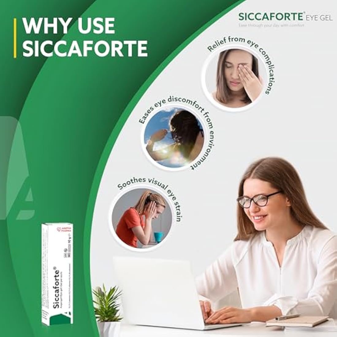 Siccaforte Carbomer Eye Gel – Moisturizing Relief for Dry Eyes (3 x 10g)
