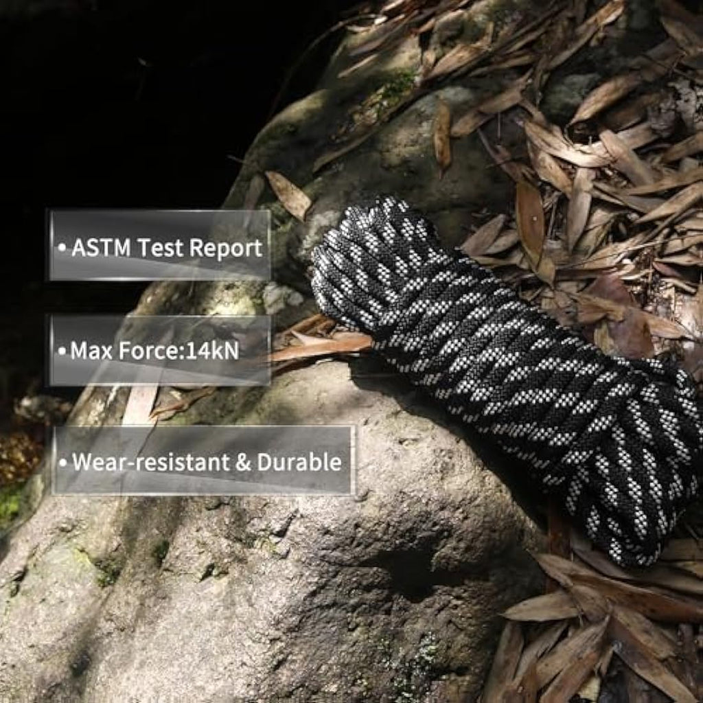 NewDoar 10mm Static Accessory Cord – 18KN High Strength Double Braid Rope
