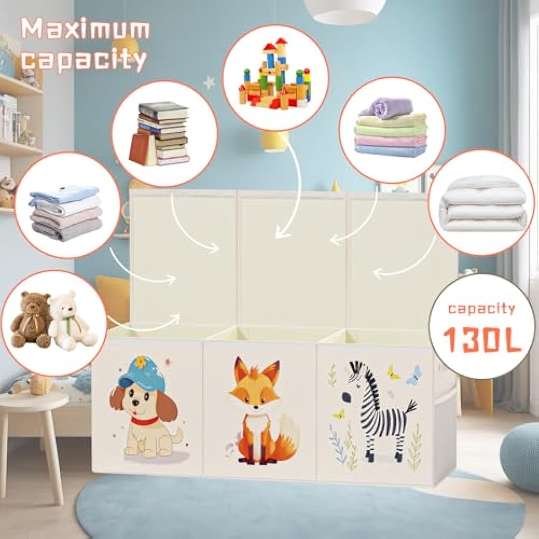 Extra Large Toy Box – 135L Collapsible Fabric Storage Chest