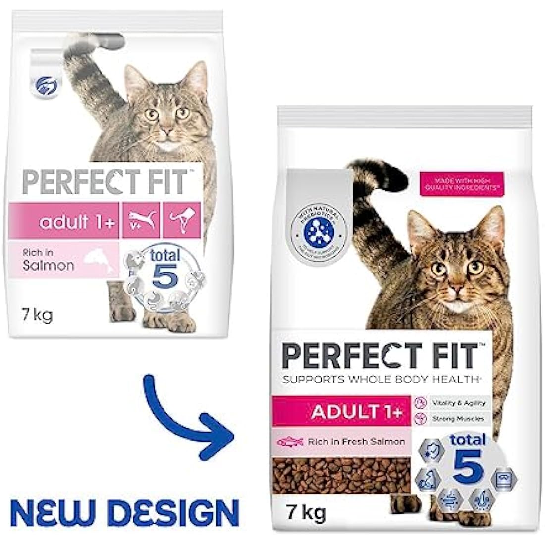 Perfect Fit Adult 1+ Dry Cat Food | Rich in Salmon | 7 kg Bag