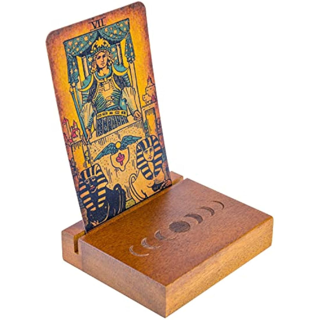 Curawood Moon Phase Tarot Card Holder Stand - Wooden Altar Decor