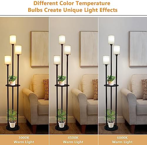 Rayofly 3-Light Shelf Floor Lamp – Industrial Standing Lamp with Shelves