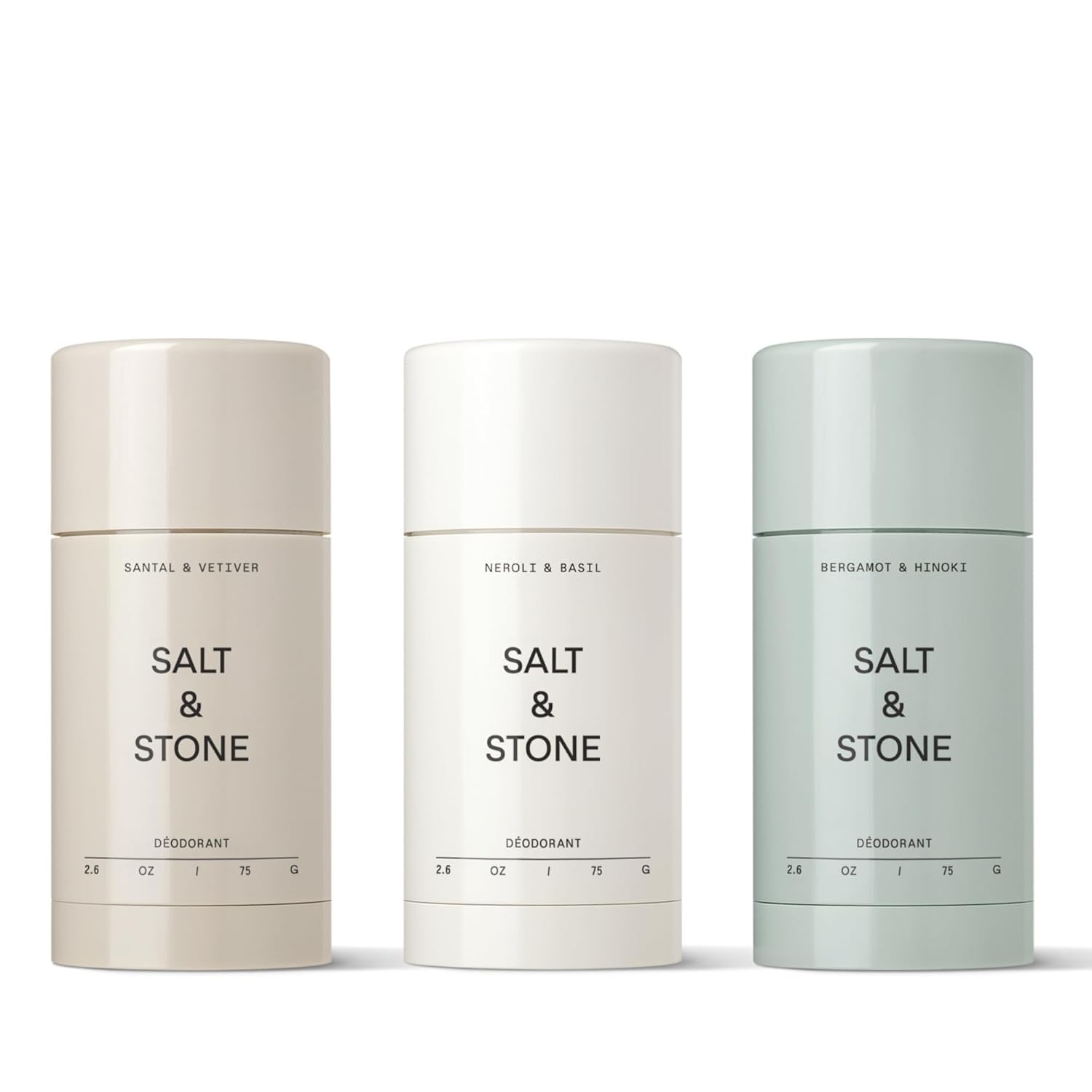 SALT & STONE Aluminum-Free Deodorant Trio Set – 48-Hour Protection