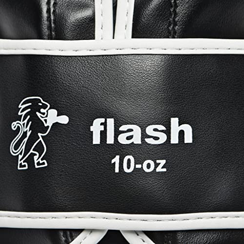 Leone 1947 Flash Boxing Gloves – Black Flex PU Training Gear – 16 OZ