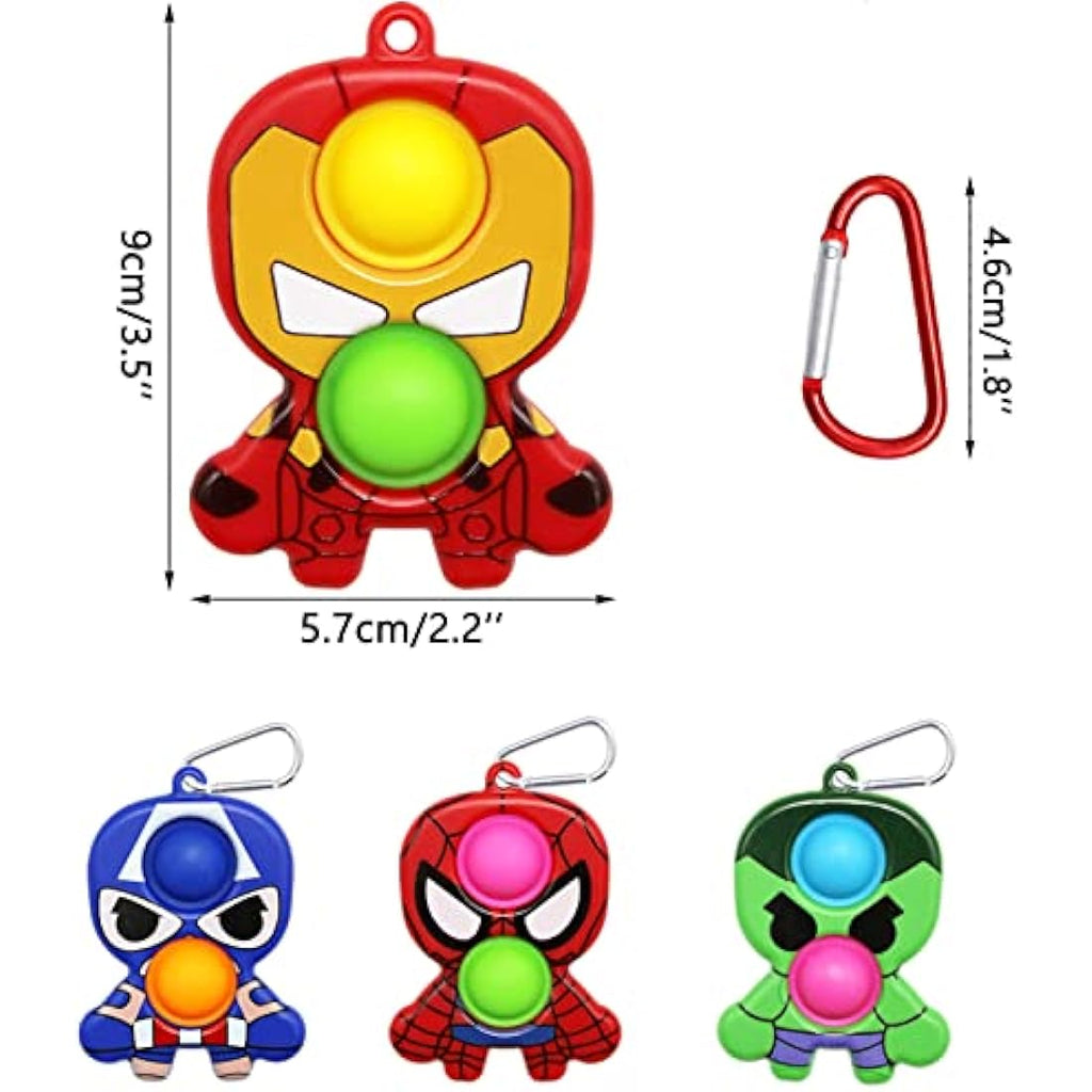 Hioph 4 Pcs Pop It Fidget Keychain – Silicone Stress Relief Sensory Toy