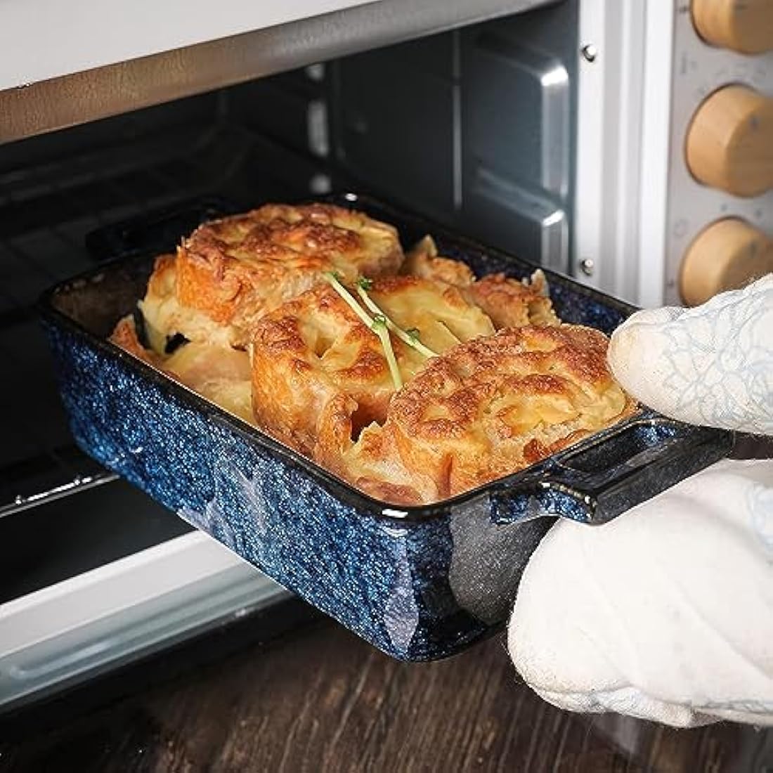 VICRAYS Ceramic Bakeware Set – 3 Piece Porcelain Lasagna Pans, Blue