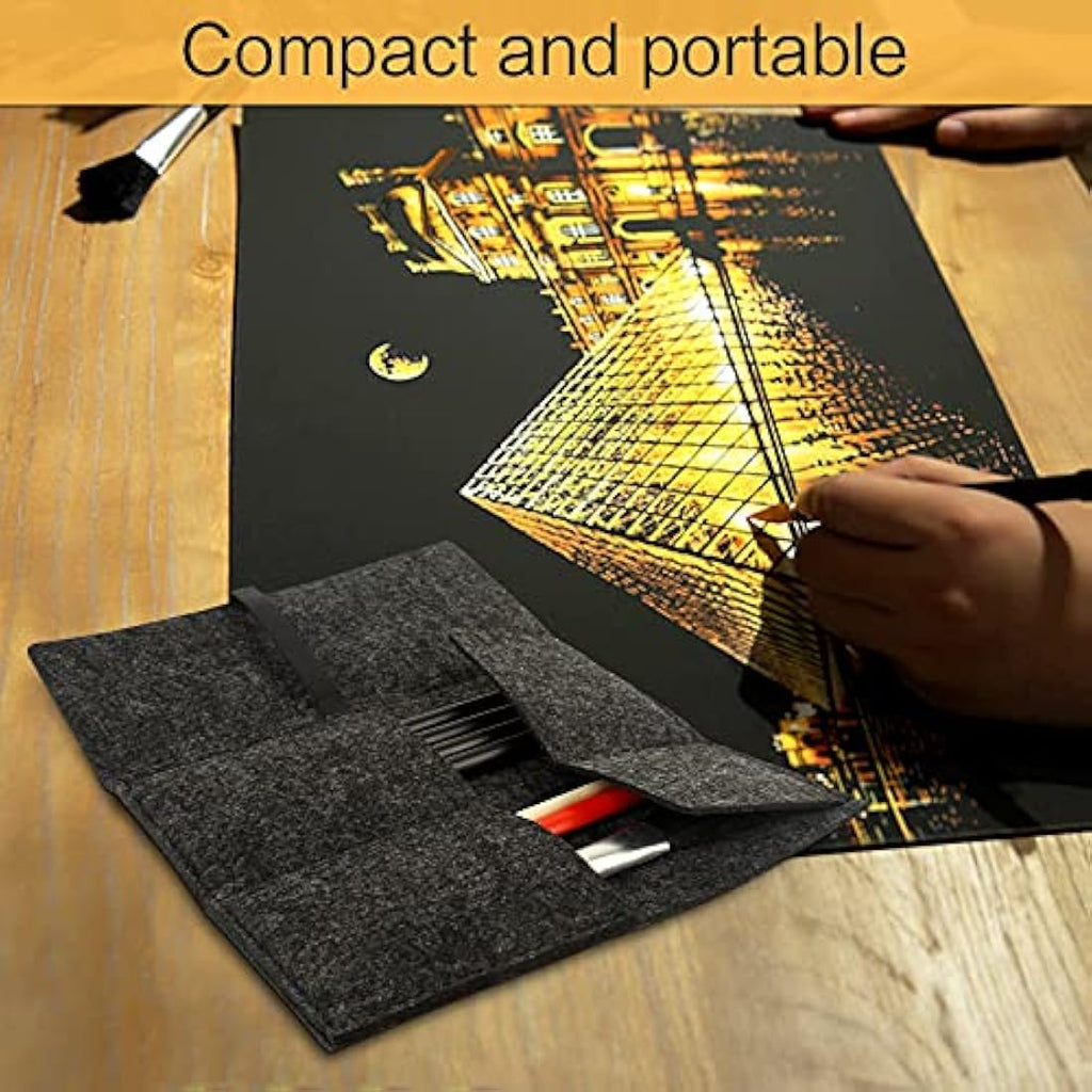 Jolof Store 19-Piece Scratch Art Tool Kit with Stylus and Storage Bag