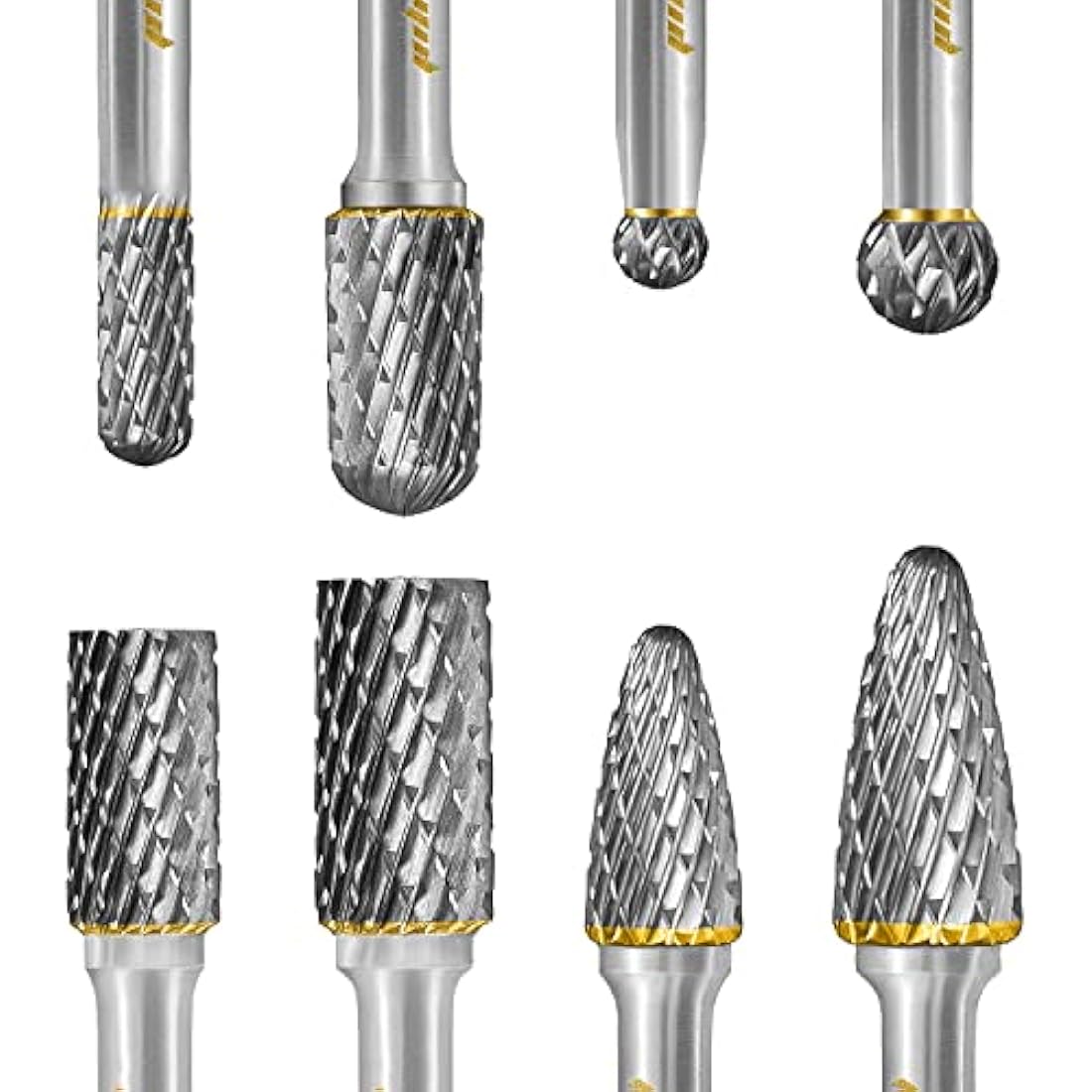 Pilim 8PC Tungsten Carbide Burr Set | 1/4" Shank Double Cut Rotary Bits