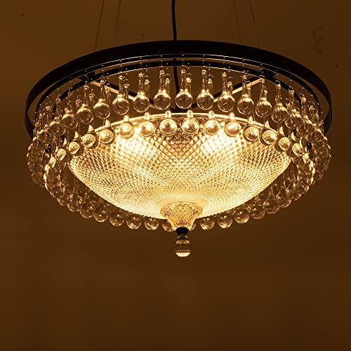 Wellmet Modern Black Crystal Drum Chandelier - 4-Light Ceiling Fixture