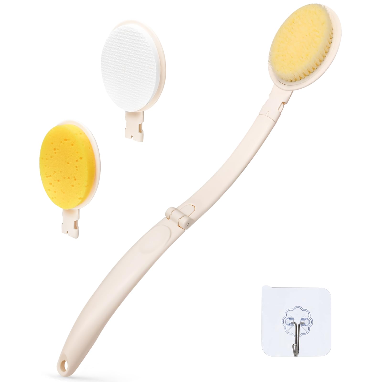 LFJ 3-in-1 Long Handled Back Scrubber | Lotion Applicator & Body Brush
