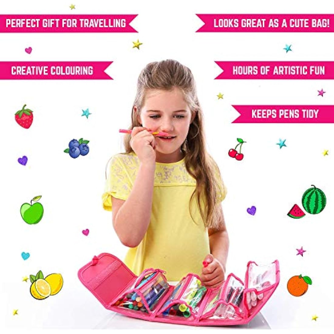 Fruit Scented Markers and Pencil Case Arts and Crafts Kit