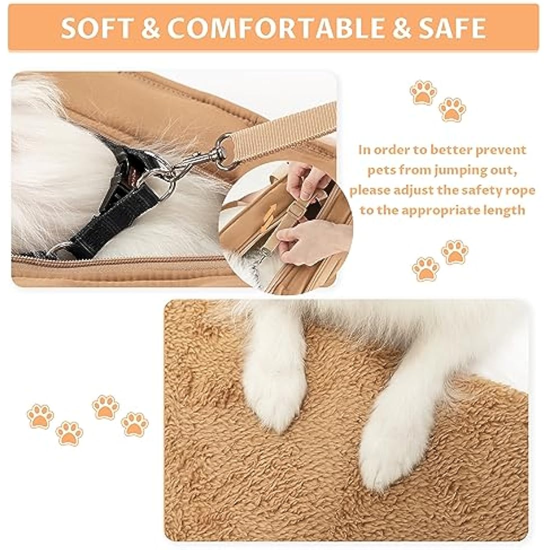 Petsfit Soft-Sided Dog Carrier Bag | Warm Pet Tote with TPU Bottom - Khaki