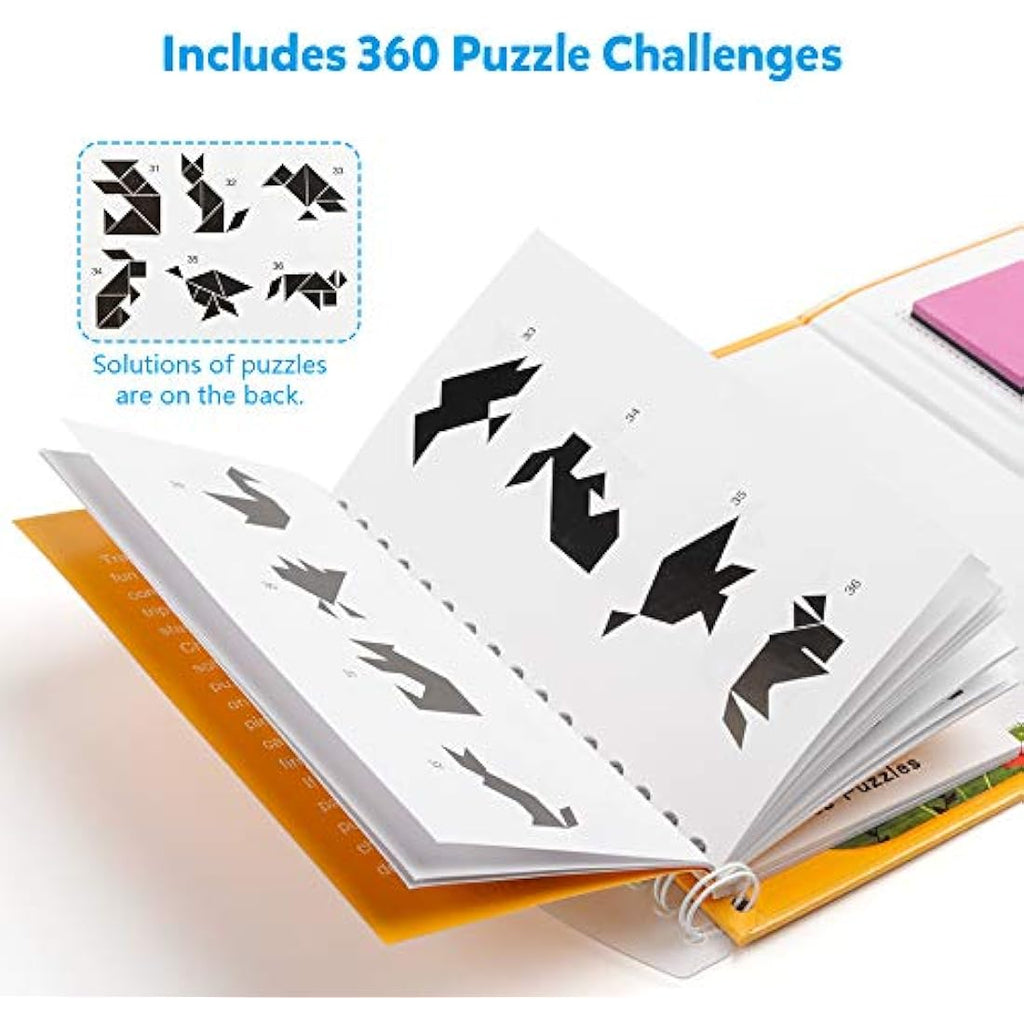 Coogam Magnetic Travel Tangram Puzzle Book - 360 Patterns IQ Toy for Kids