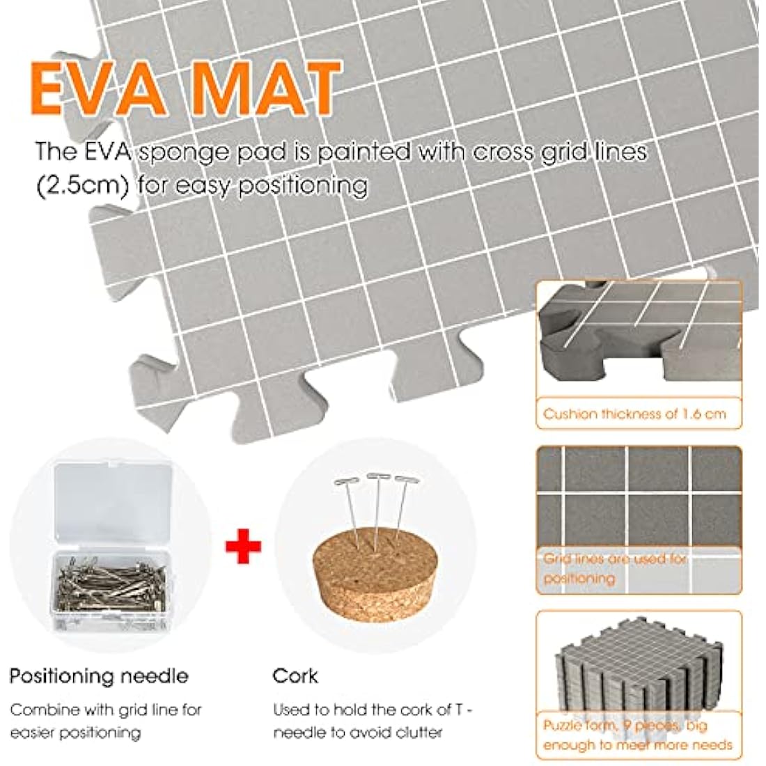 Mardili Knitting Blocking Mats – 9-Pack Extra Thick Foam Boards with T-Pins