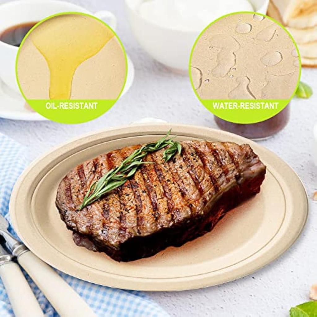 GREENESAGE 10-Inch Sugarcane Plates | 100 Pack Heavy-Duty Compostable