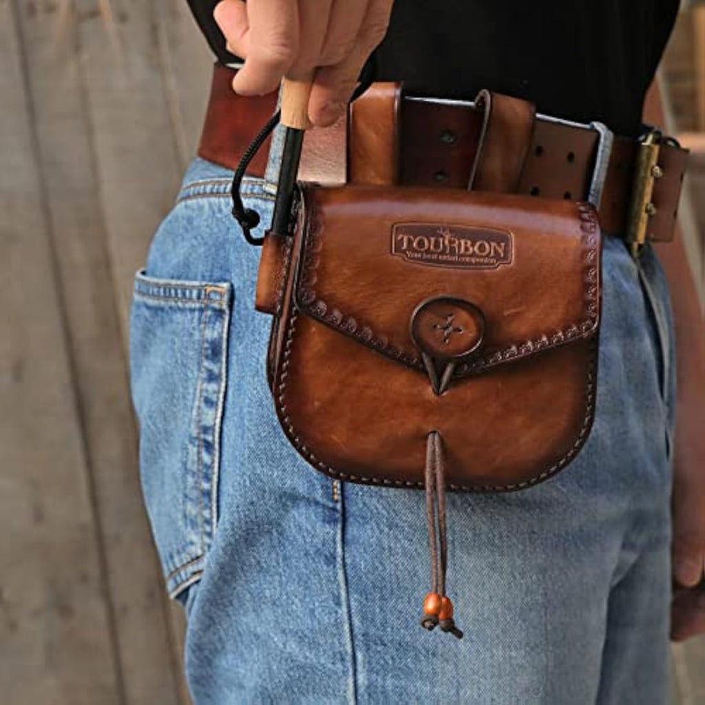 Tourbon Leather Multitool Belt Pouch – EDC Fire Starter Holder for Camping