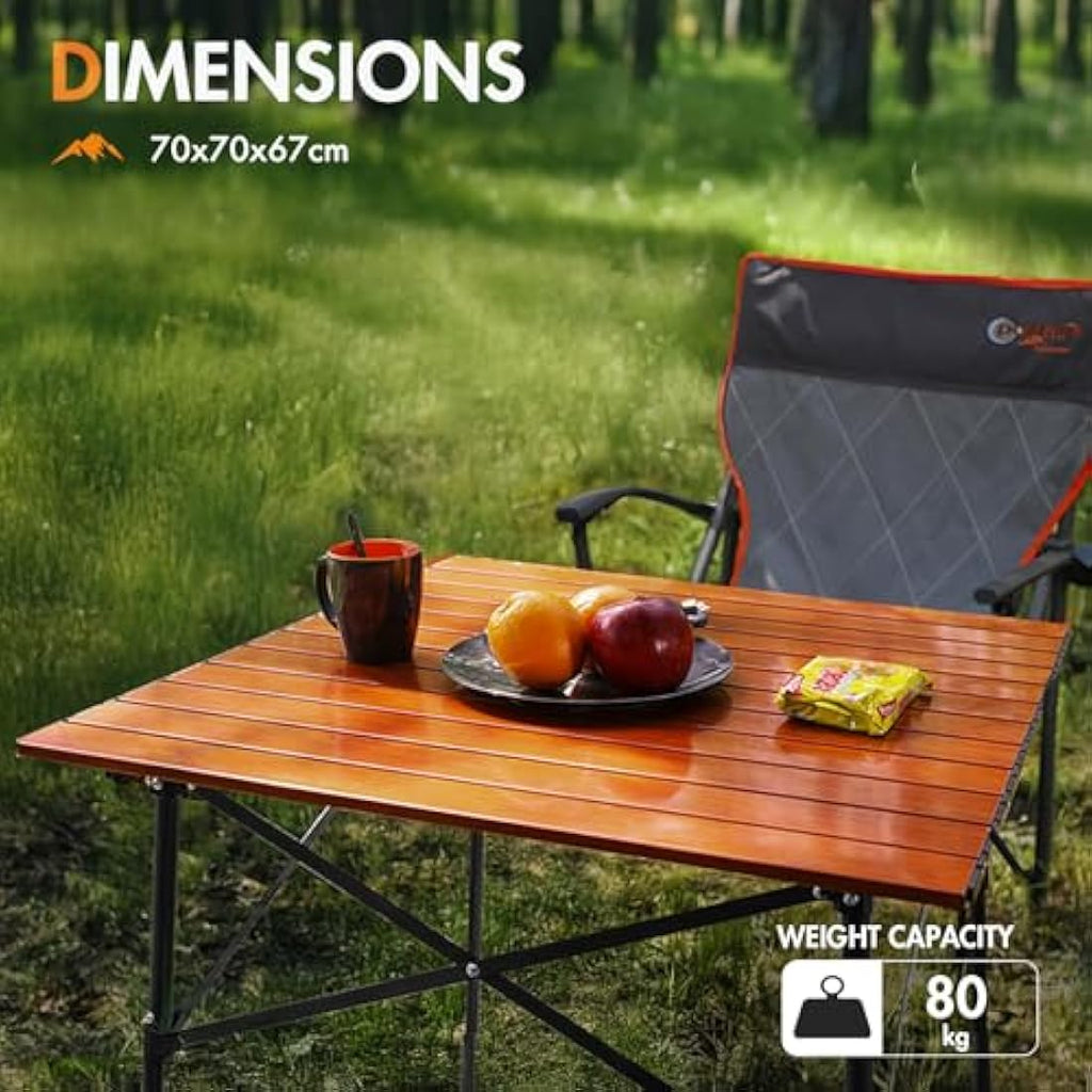 Portal Aluminum Folding Camping Table | 70x70cm Square Roll Up Top