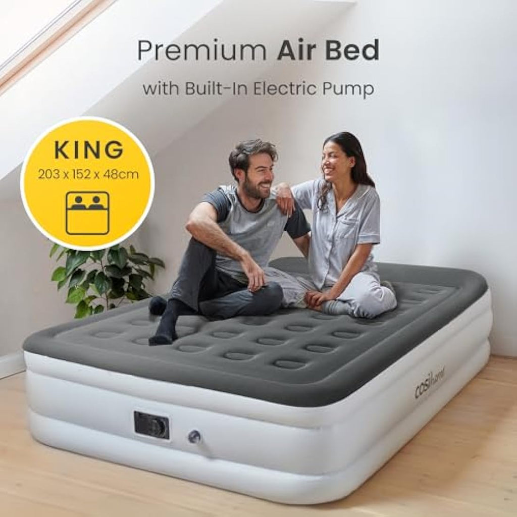 Cosi Home King Size Air Bed with Built-in Pump and Integrated Pillow