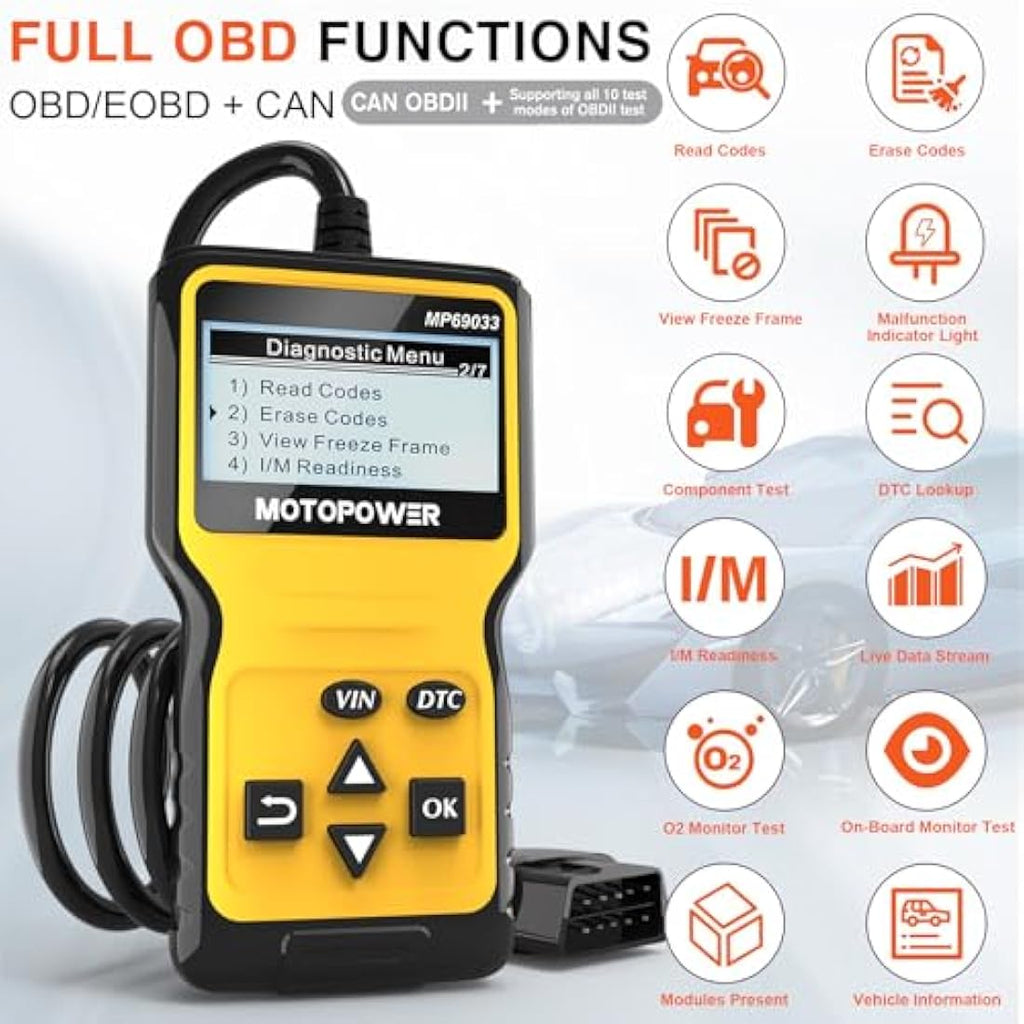 MOTOPOWER MP69033 OBD2 Scanner - Car Engine Fault Code Reader Tool