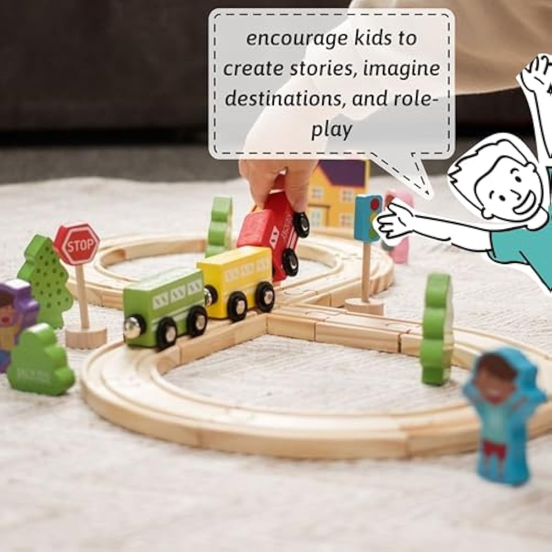 Jaques of London Wooden Train Set – 33 Piece FSC Wood Toddler Toy