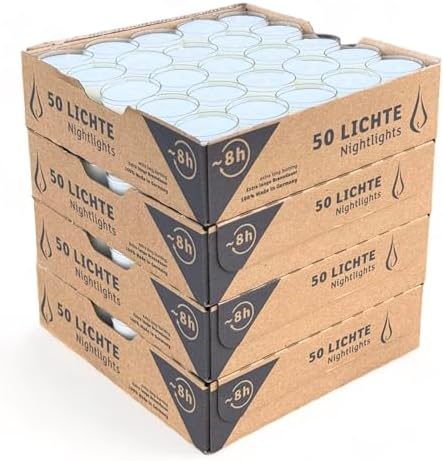 Horeca Candles – 200 Pack White Tea Lights in Clear Cup, 8 Hour Burn