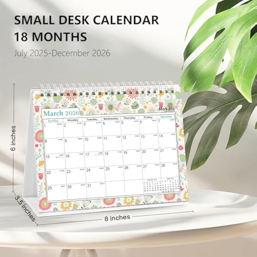MOKANI 2025-2026 Desk Calendar | Small Academic Monthly Planner