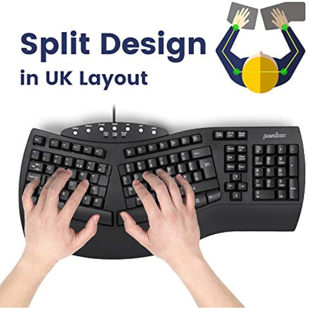 Perixx PERIBOARD-512 Ergonomic Split Keyboard | Wired UK QWERTY | Black