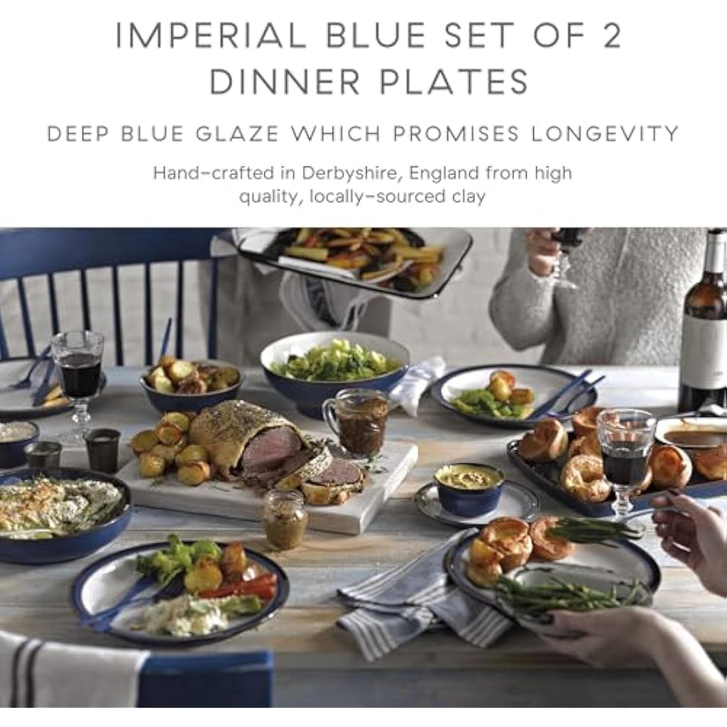 Denby Imperial Blue Dinner Plates | Set of 2 Handcrafted Stoneware 26.5cm