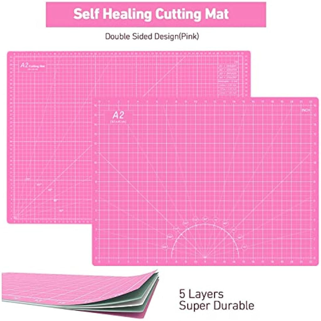 Rotary Cutter Set - Pink Quilting Kit with A2 Cutting Mat