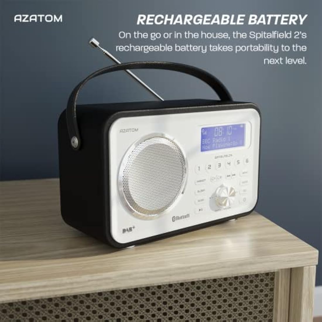 Azatom Spitalfields 2 DAB/DAB+ & FM Portable Radio | Bluetooth | Black