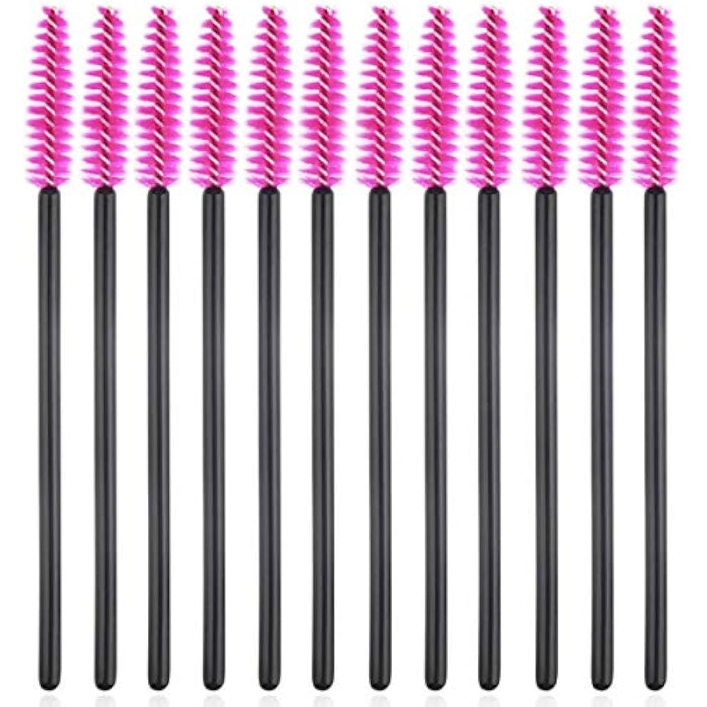 Jolof Store 50 PCS Disposable Eyelash Brushes – Mascara Wands (Black-Rose)