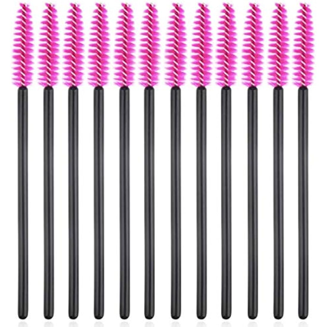 Jolof Store 50 PCS Disposable Eyelash Brushes – Mascara Wands (Black-Rose)