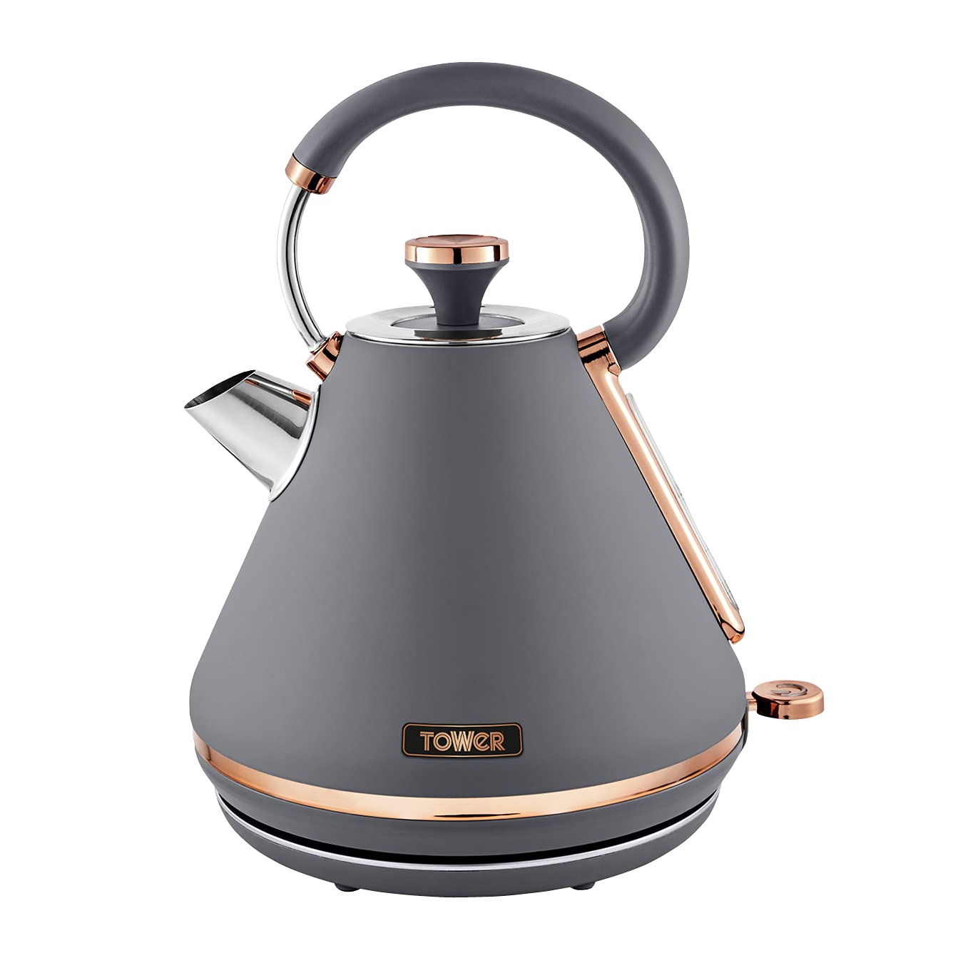 Tower Cavaletto Pyramid Kettle | 1.7L Rapid Boil 3000W | Grey & Rose Gold